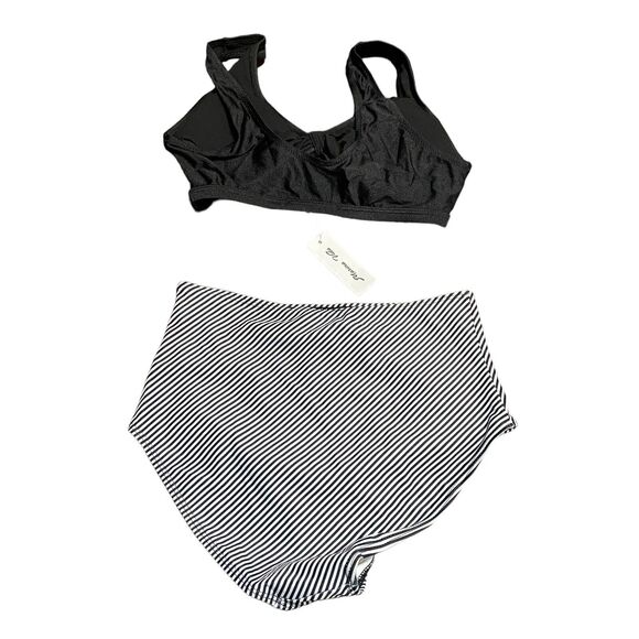 Swimsuit Verano Playa Small Black White striped Bikini High Waist With Tags - Picture 5 of 6